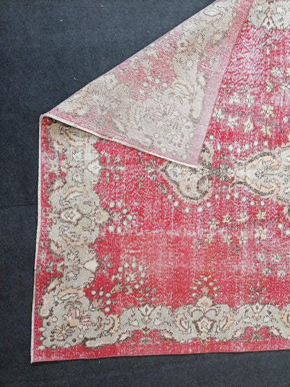 9'7x5'6 turkish oushak rug  vintage oushak rug vintage runner rug wool oushak rug distressed hand made rugs