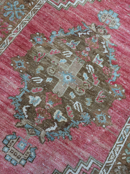 OUSHAK RUG Pink TURKISH Oushak Rug Vintage Oushak Runner Rug Vintage Runner Rug Wool Oushak Rug Hand Made Rugs Vintage Turkish Rug