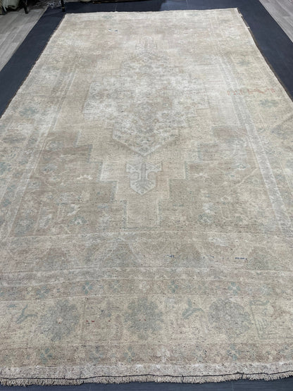 Muted Turkish RUG Oushak 7.4 x 13.5 Rug Vintage Oriental Rug Vintage Persian Rug Wool Hand Knotted Rug Handmade Rug Vintage Turkish Rug