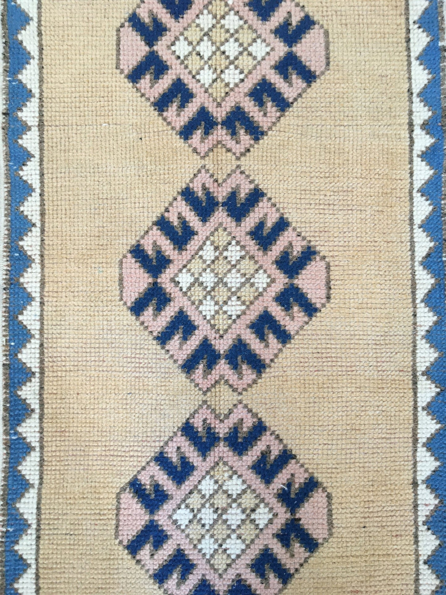 1.8x3.1 feet pink wool turkish vintage bedroom rug, handmade muted oushak living room area mini rug, laundry small rug, blue bohemian rugs