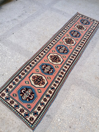 9'x2'4 turkish runner rug,oushak  runner rug,vintage rug,kitchen rug,vintage oushak rug, vintage anatolian rug,unique hand made rug,bohemian