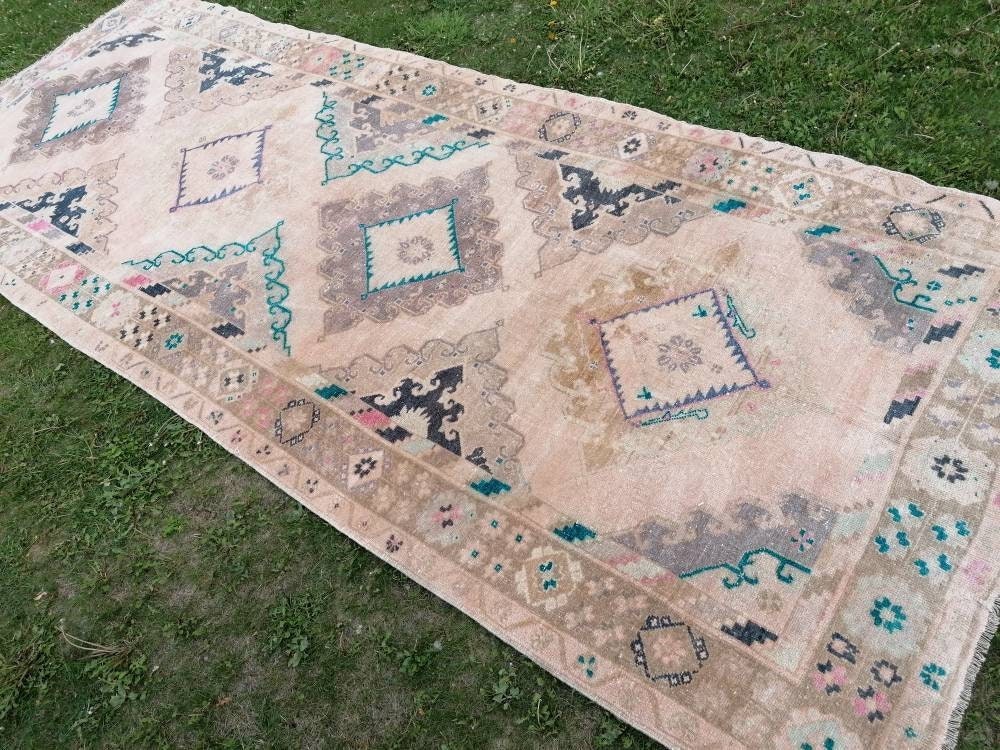 5x13 vintage runner rug, unique hand made wool runner rug, kitchen runner rug, hallway runner rug
