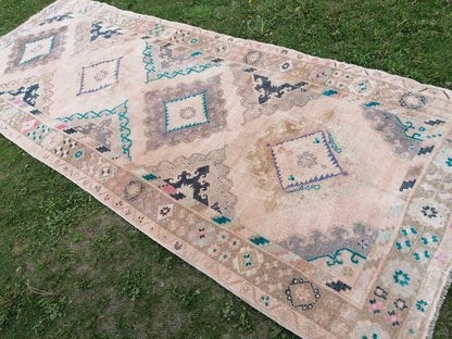 5x13 vintage runner rug, unique hand made wool runner rug, kitchen runner rug, hallway runner rug