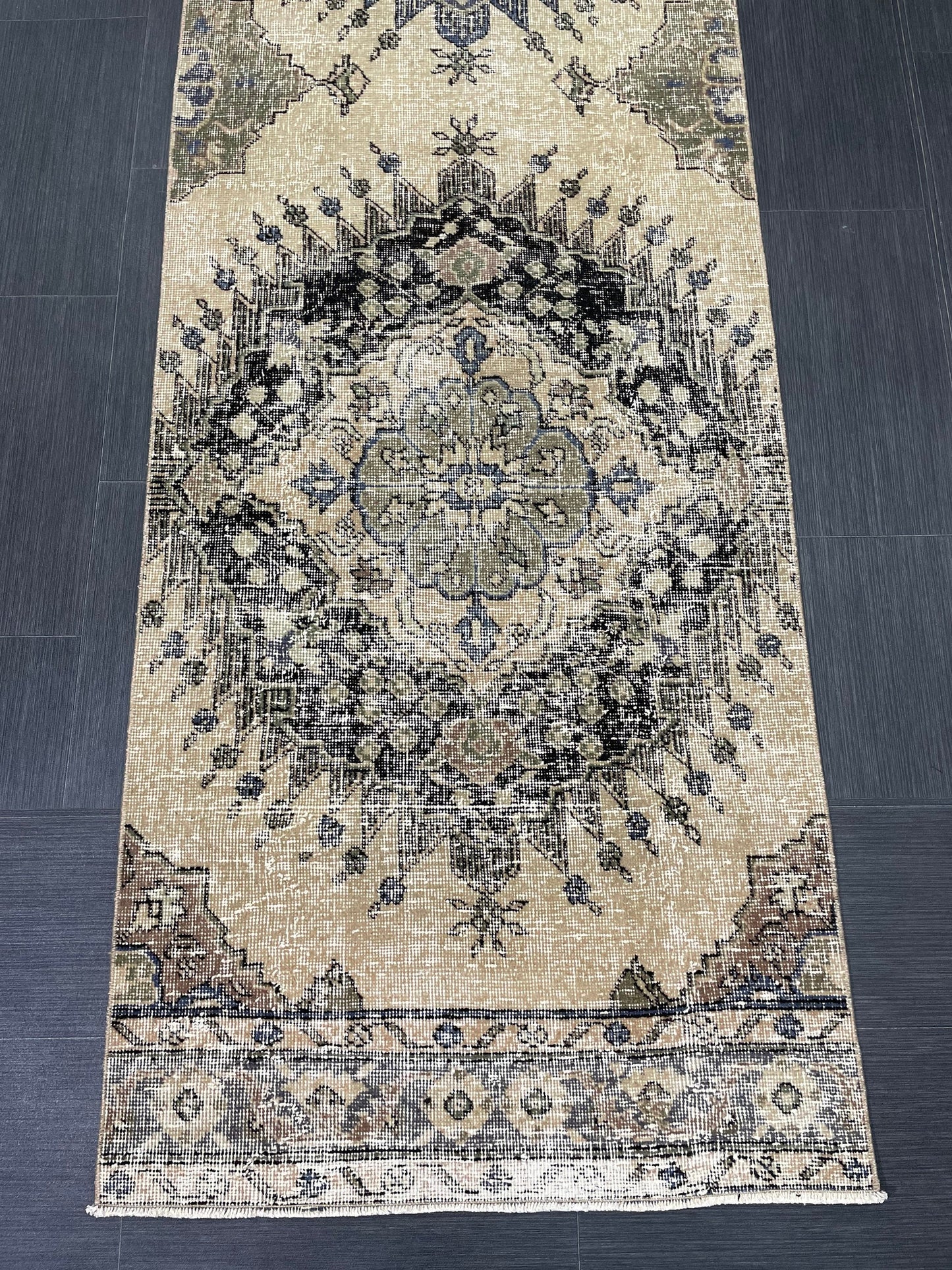 Vintage Oriental Runner Rug Muted Turkish Runner Rug 2.8 x 13 Handmade Vintage Runner Rug Hallway Runner Rug Muted Runner Rug