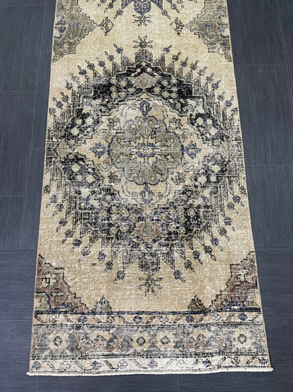 Vintage Oriental Runner Rug Muted Turkish Runner Rug 2.8 x 13 Handmade Vintage Runner Rug Hallway Runner Rug Muted Runner Rug