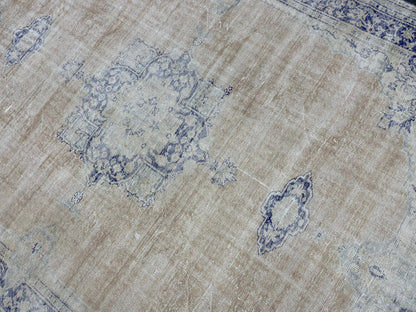 Large Distressed RUG 8 x 10.8 Muted TURKISH Antique Rug Vintage Persian Rug Vintage Rug Wool Oushak Rug HandMade Rug Hand Knotted Rug