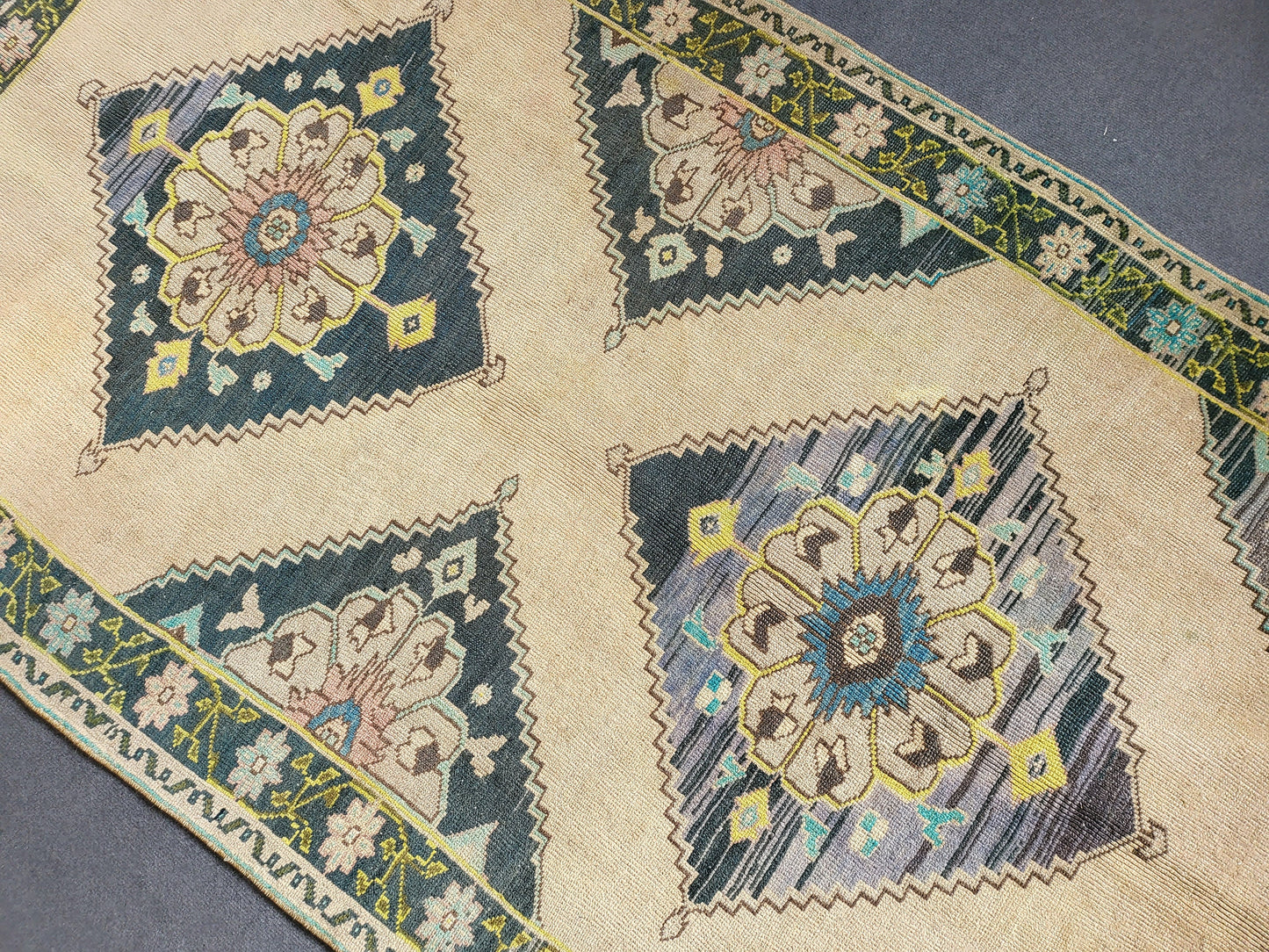 Oushak Runner Rug, Turkish 4.2 x 10.3 Runner Rug, Vintage Runner Rug, Persian Hallway Runner Rug, Handmade Runner Rug Wool Anatolian Runner