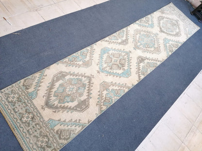12'4x2'10 turkish runner rug, runner rug, vintage oushak runner rug, kitchen runner rug, hallway runner rug, vintage runner rug