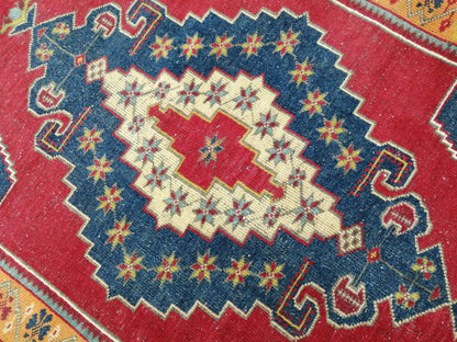 OUSHAK RUG 9 X 4.6 TURKISH Oushak Rug Blue Vintage Oushak Runner Rug Vintage Runner Rug Wool Oushak Rug Hand Made Rugs Vintage Turkish Rug