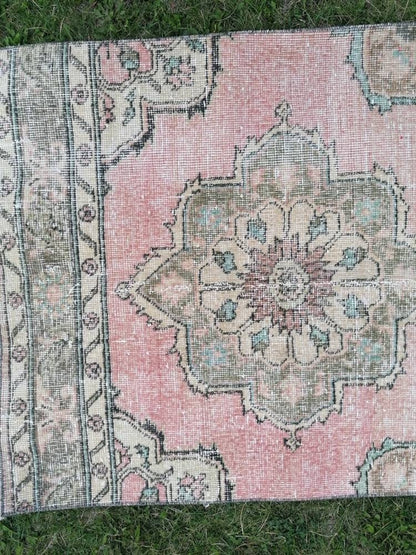 Vintage wool runner 2'10x12'7 hallway oushak runner, distressed turkish handmade runner, kitchen runner rug, entery rug