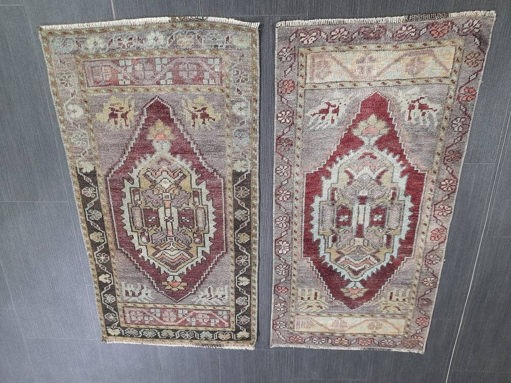Coordinating Small Rug Turkish Rug Mini Twin Small Area Rug 1.6 x 3 Turkish Oushak Rug Persian Hand Made Rug Matching Oriental Vintage Rug