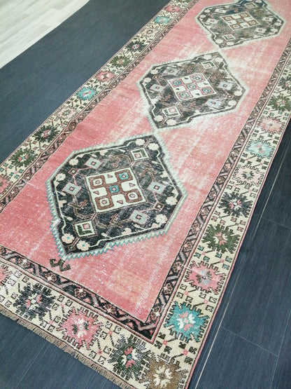 10.4 x 4 Oushak Runner Rug Turkish Runner Rug Vintage Runner Rug Hallway Runner Rug Kitchen Runner Rug Wool Runner Rug Wool Oushak Rug