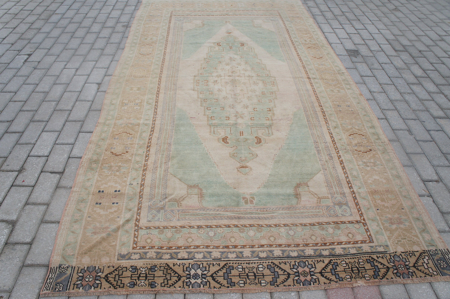 10 x 5.2 Vintage Turkish Rug, Turkish Rug, Wool Oushak Rug, Oushak  Rug, Hand Made  Rug, Wool Rug, Turkish Rug 5 by 10 ft