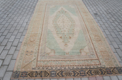 10 x 5.2 Vintage Turkish Rug, Turkish Rug, Wool Oushak Rug, Oushak  Rug, Hand Made  Rug, Wool Rug, Turkish Rug 5 by 10 ft