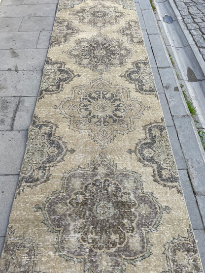 Muted Extra Long Handmade Runner Rug 2.7 x 23.5 Long TURKISH Runner Rug Vintage Runner Rug Staircase Runner Hand Knotted Runner