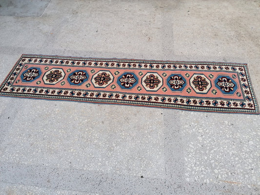 9'x2'4 turkish runner rug,oushak  runner rug,vintage rug,kitchen rug,vintage oushak rug, vintage anatolian rug,unique hand made rug,bohemian