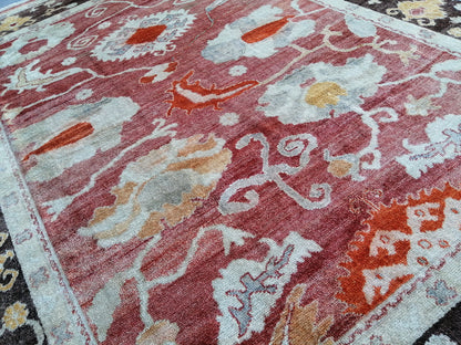 OUSHAK RUG, 8.9 x 11.6 Large Area Oushak rugs, Vintage Oushak Rug Wool Oushak Rug Hand Made Rugs, Authentic Oushak Rug 9x12 vintage Rug