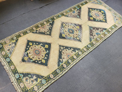 Oushak Runner Rug, Turkish 4.2 x 10.3 Runner Rug, Vintage Runner Rug, Persian Hallway Runner Rug, Handmade Runner Rug Wool Anatolian Runner