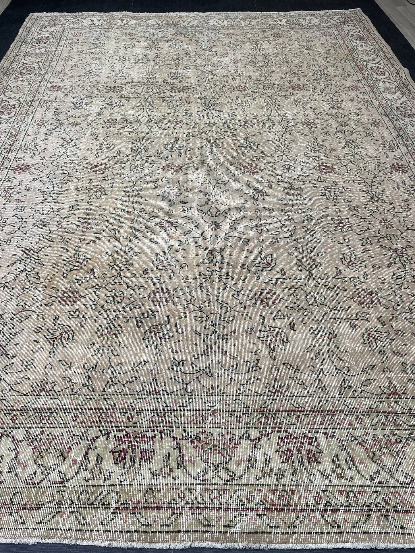 Large Floral 8.2 x 11.4 Rug OUSHAK RUG Distressed Rug 8x12 Vintage Handmade Rugs Hand Knotted Turkish Rug Soft Pink Rose Pink Light Pink