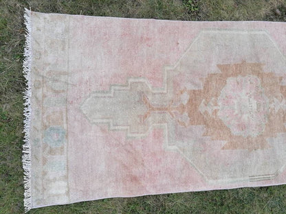 Muted runner rug vintage runner rug turkish runner 9.3 x 2.8 muted  wool runner rug vintage oriental runner art runner rug