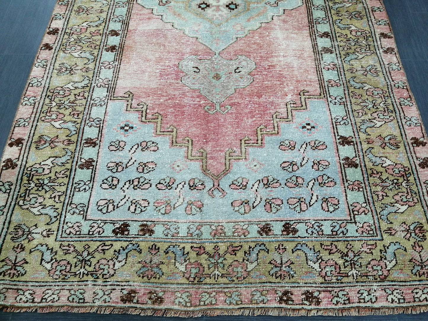 Floral Oushak Runner Rug 4.4 x 11.9 Turkish Runner Rug Vintage Runner Rug Hallway Runner Rug Kitchen Runner Rug Antique Wool Runner Rug