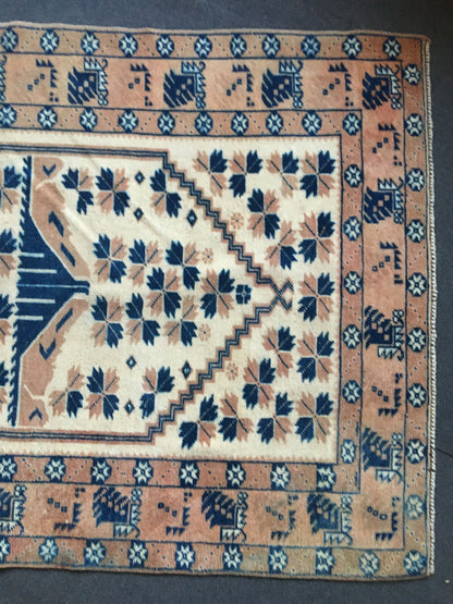 3.6x6 feet wool natural muted turkish kitchen rug, living room floor bohemian rugs, vintage brown large rug, bedroom area rug, wide blue rug