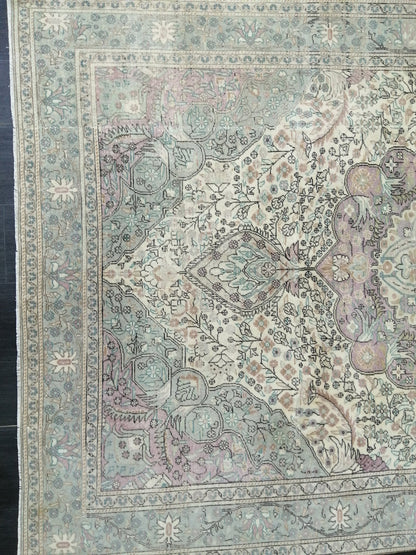 Muted OUSHAK RUG 6.2 x 9.3 TURKISH Rug Vintage Oushak Rug Muted Vintage Rug Wool Oushak Rug Hand Made Rugs Vintage Turkish Rug