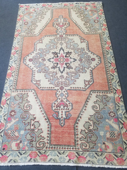 Rug, turkish oushak rug, vintage wool rug 4'3x7'7 oushak handmade rug, kitchen rug, bohemian rug