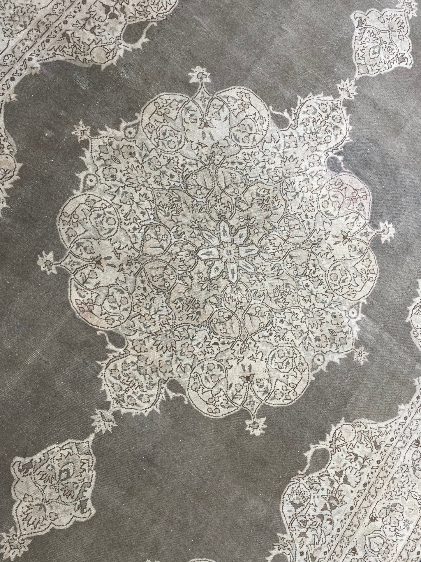 Turkish Rug Vintage 6.7 x 10 Oushak Rug Oriental Rug Gray Wool Rug Fine Knotted Farmhouse Rug, Vintage Rug, Hand Made Rug Persian Rug