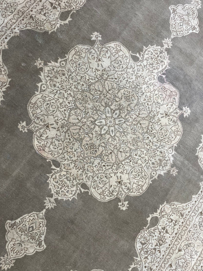 Turkish Rug Vintage 6.7 x 10 Oushak Rug Oriental Rug Gray Wool Rug Fine Knotted Farmhouse Rug, Vintage Rug, Hand Made Rug Persian Rug