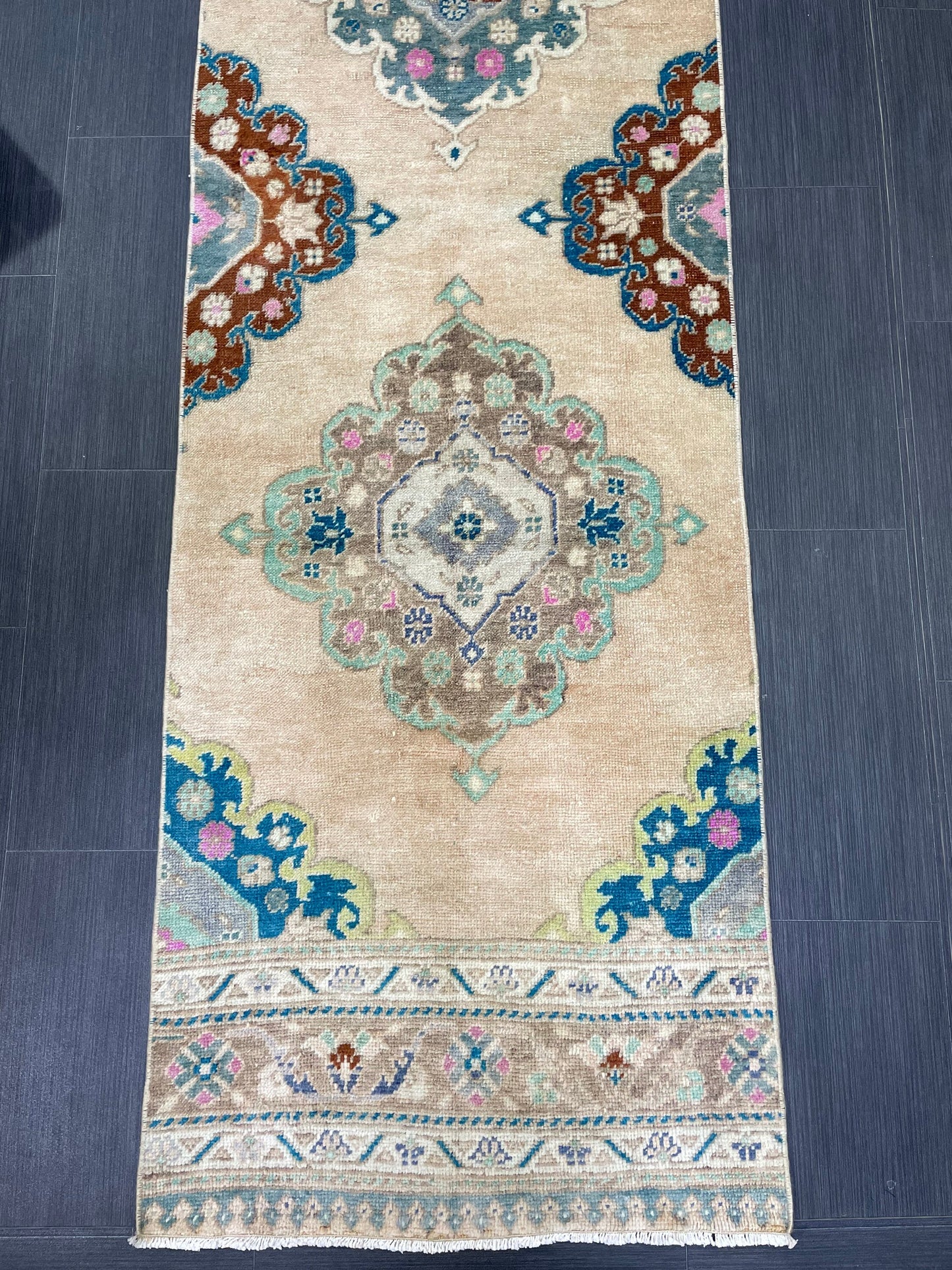 Muted Oushak Runner 2.5 x 11.5 Rug Turkish Runner Rug Vintage Runner Rug Long Hallway Runner Rug Kitchen Runner Rug Wool Runner Handmade Rug