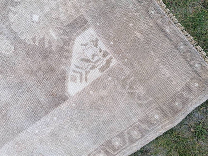 Oushak turkish rug,neutral vintage turkish rug,oushak unique hand made rug 4'4x7 bohemian rug