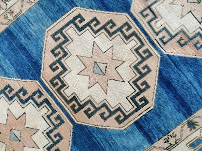 Blue Wool Rugs, 6.5 x 4.2 Vintage Hand Made Rug, Oushak Rug, Turkish Rug, Farmhouse Rug, Vintage Rug, Wool rug Oriental Rug