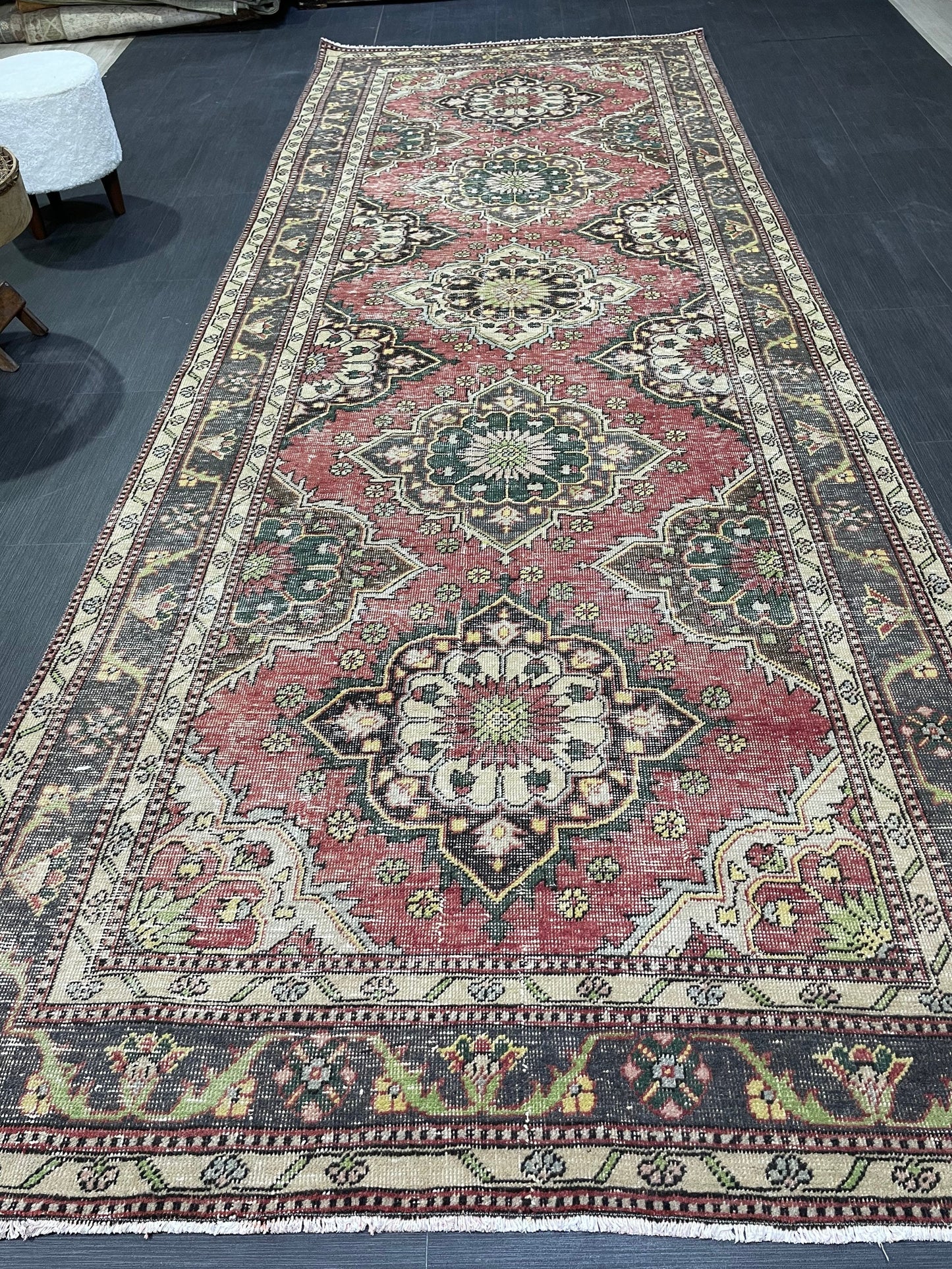 Turkish Runner Rug, Turkish Runner 4.7 x 12.3 Rug, Vintage Runner Rug, Hallway Runner Rug Kitchen Runner Rug, Wool Runner Rug Persian Rug