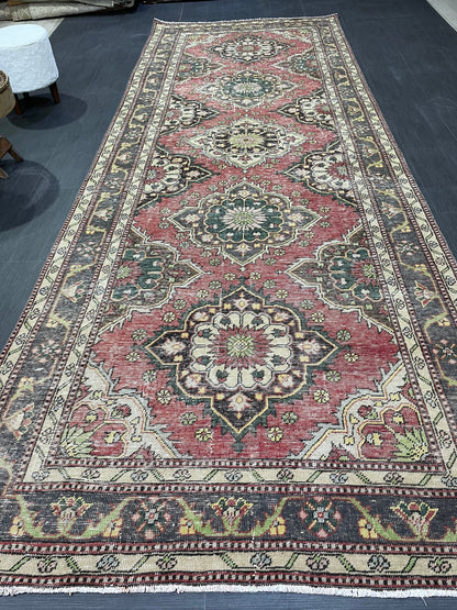 Turkish Runner Rug, Turkish Runner 4.7 x 12.3 Rug, Vintage Runner Rug, Hallway Runner Rug Kitchen Runner Rug, Wool Runner Rug Persian Rug