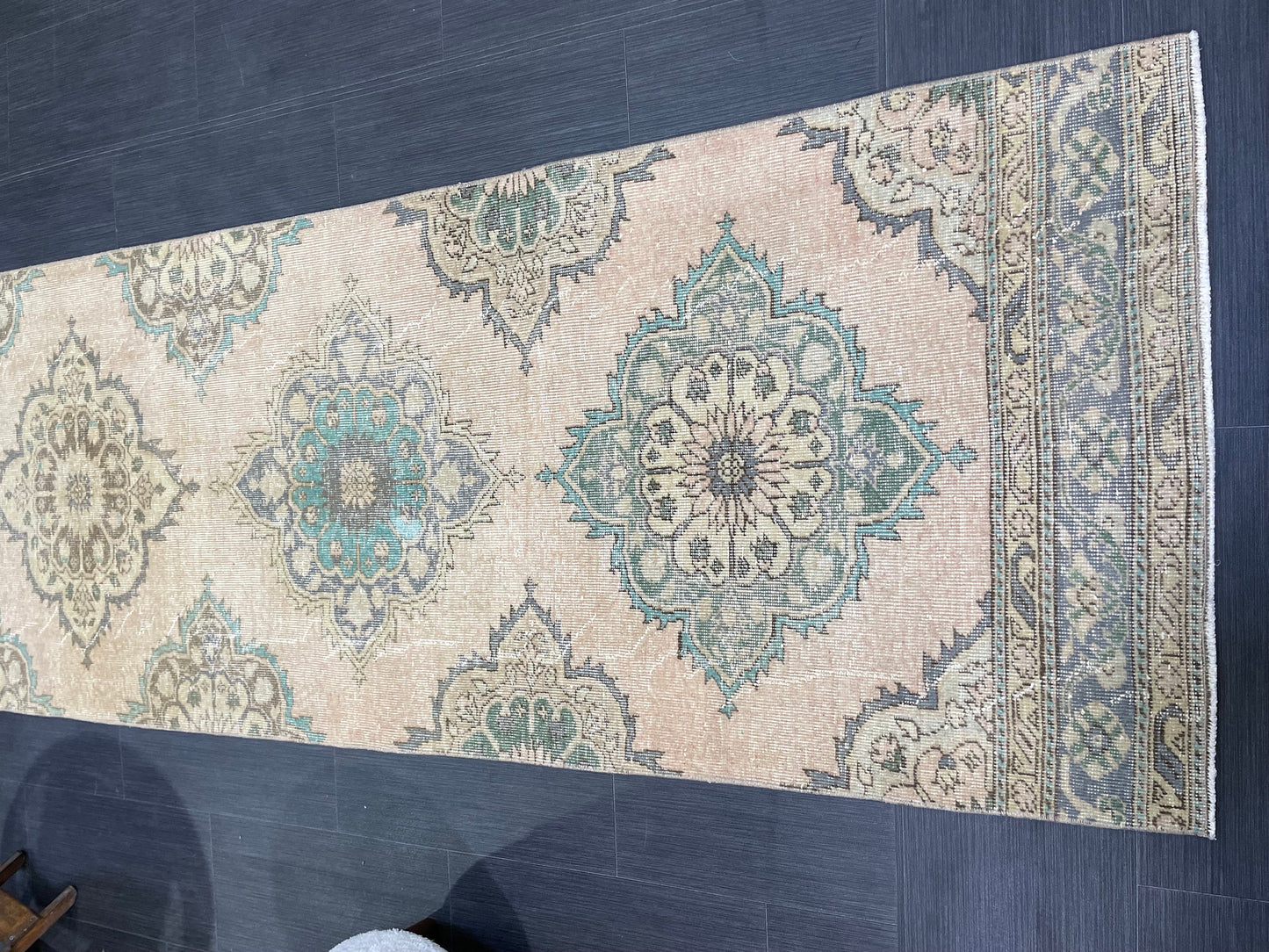 Distressed VINTAGE Rugs, Handmade Runner Rug, Oushak 2.9 x 12.2 Rug, Rustic Runner Rug, Antique Rug, Turkish Rug, Farmhouse Rug, Wool rug