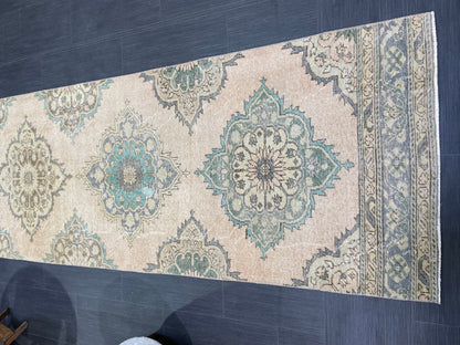 Distressed VINTAGE Rugs, Handmade Runner Rug, Oushak 2.9 x 12.2 Rug, Rustic Runner Rug, Antique Rug, Turkish Rug, Farmhouse Rug, Wool rug