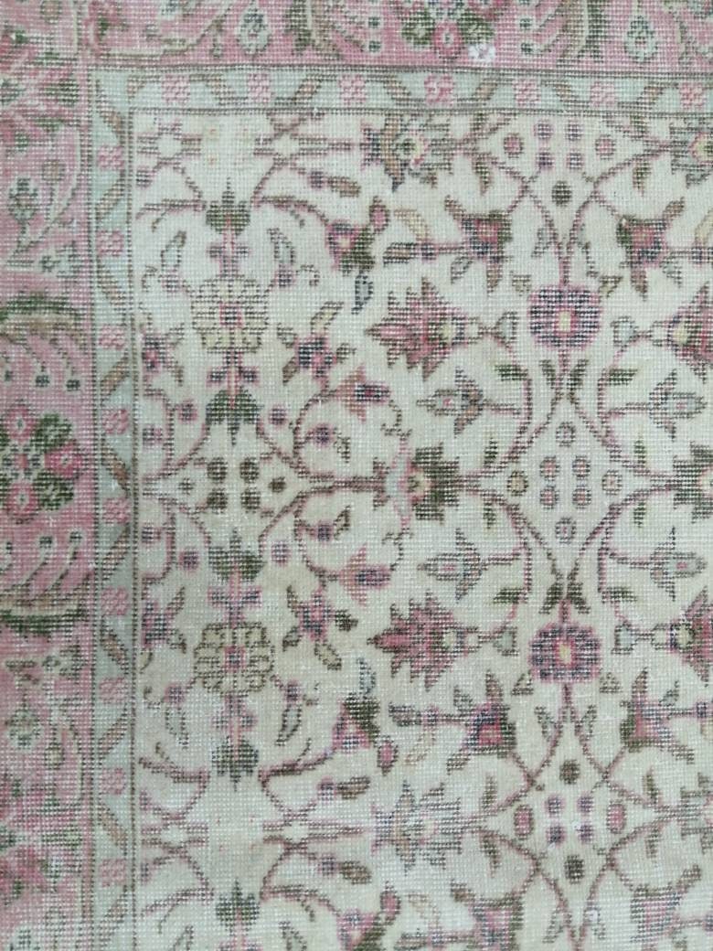 Large TURKISH Rug 4.9 x 9.7 Vintage Oushak Runner Rug Vintage Runner Rug Wool Oriental Rug Hand Made Rugs Floral Rug