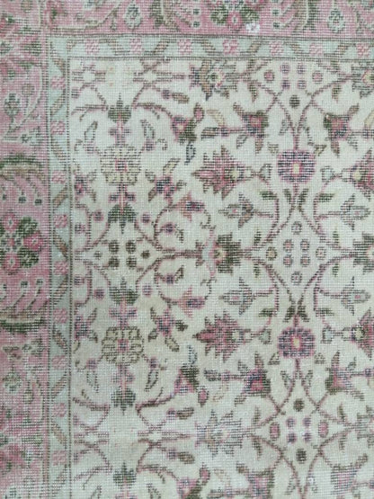 Large TURKISH Rug 4.9 x 9.7 Vintage Oushak Runner Rug Vintage Runner Rug Wool Oriental Rug Hand Made Rugs Floral Rug