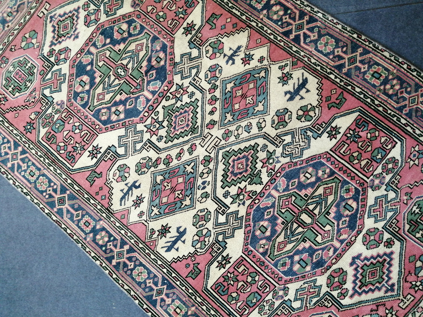 Turkish Rug Oushak 4.4 x 7.7 Rug, Oushak Rugs, Wool Oushak Rug, Oushak Runner Rugs, Runner Rug, Vintage Rug, Hand Made Rug