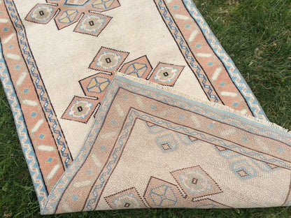 Muted RUNNER Rug, 3x8 Boho RUNNER Rug, Rug Oushak, Oushak Runner Rug, Vintage Turkish Rugs, Oushak Rug, Turkish Oushak Rug,8 x 3 RUNNER Rug