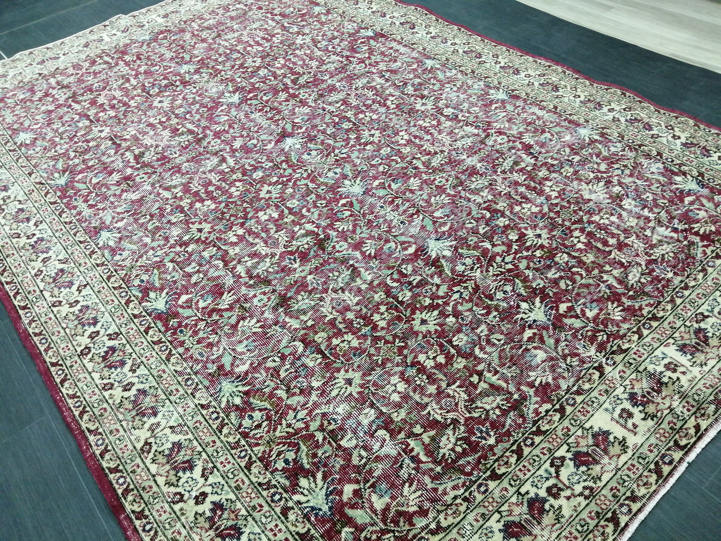 Large TURKISH Oushak Rug 6.7 x 9.7 Vintage Oushak Runner Rug Vintage Runner Rug Wool Oriental Rug Hand Made Rugs Turkish Rug