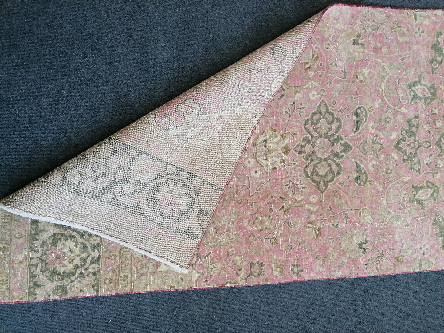 Turkish runner rug 10'7x2'7 pink runner rug, vintage oushak runner  kitchen runner rug, hallway runner rug, vintage runner oushak runner rug