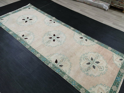 Muted Vintage Runner Rug Turkish Runner Rug Vintage Runner 4x11 Rug Hallway Runner Rug Kitchen Runner Rug Wool Runner Rug Floral Runner Rug