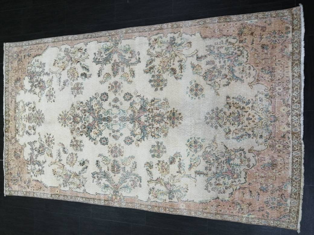Vintage Rug, Muted 4.8 x 8.5 Rug, Living Room Rug,Oushak Rug,Hand Knotted Rug Cute Rug,Turkish Rug Vintage Fun rug