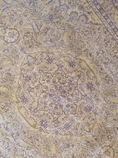 7x10 vintage oushak rug, large turkish rug, hand made wool rug, living room rug, rustic unsual tribal rug retro style,