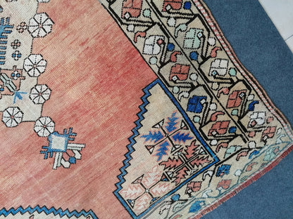 7'9x5'5 vintage turkish old rug, oushak vintage rug, distressed old rug, kitchen runner rug, vintage anatolian bohemian rug,