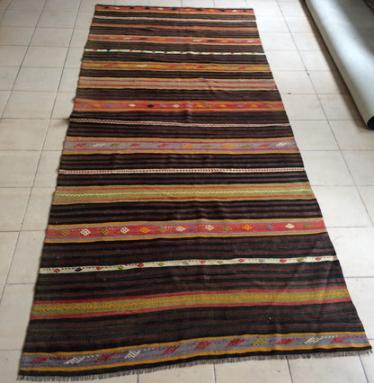 Vintage rug , Flat woven Kilim Rug With Embroidery Rug, Oriental Carpet, Vintage Kilim Rug Wool Carpet Rug, Flat Pile Rug