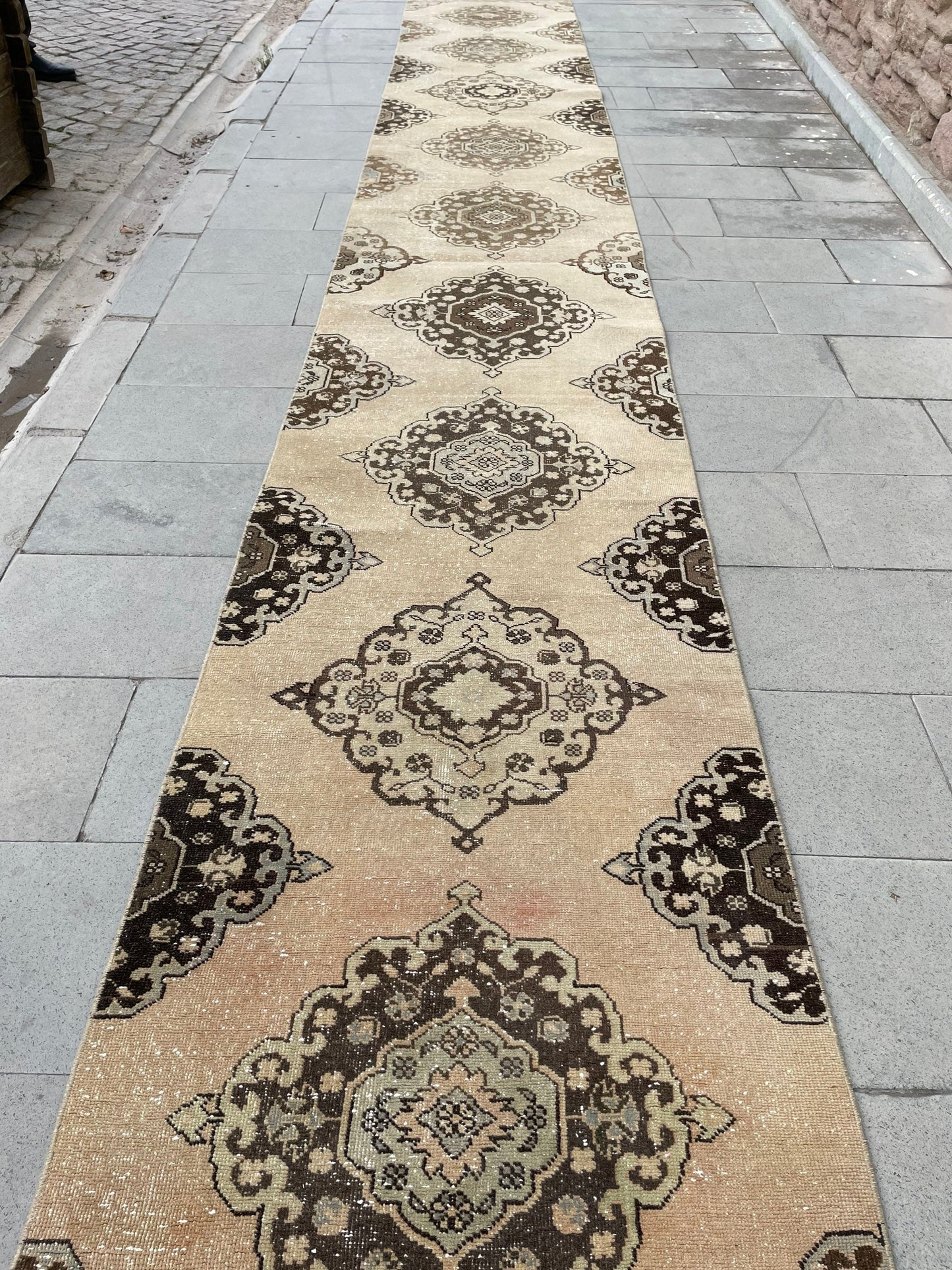 Handmade Extra Long Turkish Runner Very Long Oushak Runner Rug 2.8 x 22.7 ft Vintage Runner Rug Pink XL Muted Runner Rug Staircase Runner