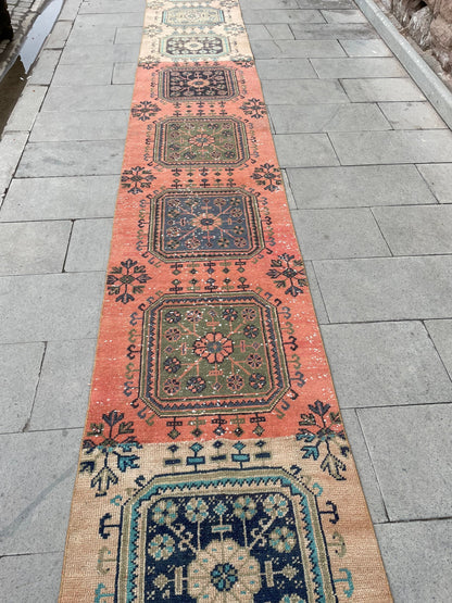 Vintage Staircase Runner Rug 2.3 x 27 ft Extra Long TURKISH Runner Rug Vintage Runner Rug Distressed Runner Rug  Runner Hand Knotted Runner